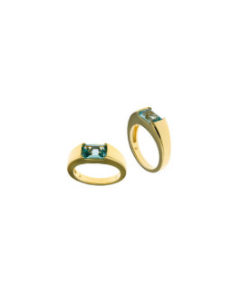 Salvatore Plata Anillo Mujer Plata Dorada Topacio Verde Grosor 6 mm - 000230705