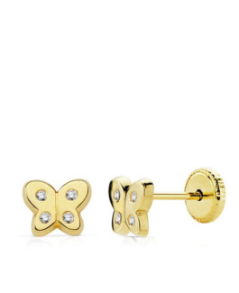 Pendientes Niñas Oro 18 ktes Mariposas 5 mm - 000020888