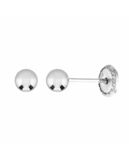 Pendientes Niña Oro Blanco 18 ktes Bolitas Lisas Brillo 5 mm - 000022635