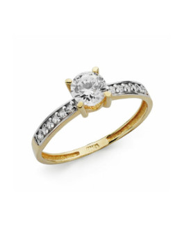 Anillo Mujer Oro Bicolor 18 Ktes Solitario Novias - 000150460