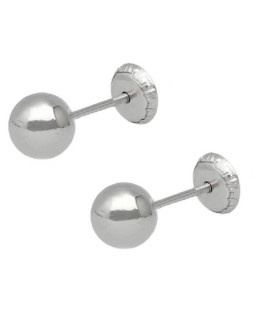 Pendientes Niña Oro Blanco 18 ktes Bolitas Brillo Lisas 6 mm - 000022587