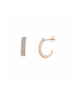 Salvatore Plata Pendientes Mujer Plata Rosé Aros Circonitas - 000230390