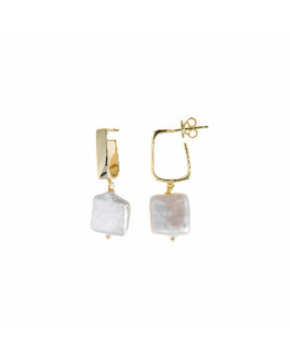 Salvatore Plata Pendientes Mujer Aros Plata Dorada Perlas 4 x 32 mm - 000230837