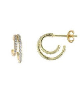 Salvatore Plata Pendientes Mujer Plata Dorada Aros Circonitas - 000230576