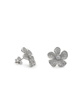 Pendientes Mujer Plata Circonitas Flor 15 mm - 000090480