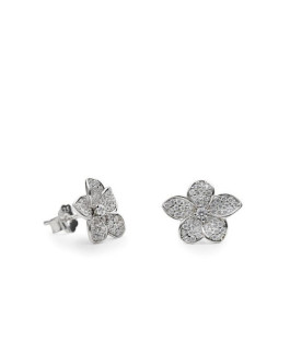 Pendientes Mujer Plata Circonitas Flor 8 x 14 mm - 000090481