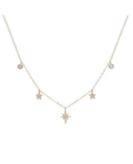 Collar Mujer Plata Dorada Estrellas Circonitas - 000090458