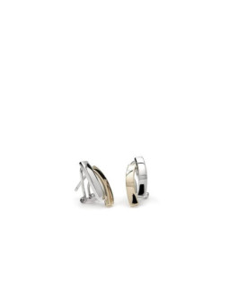 Pendientes Mujer Plata Bicolor Dorados Omega 7 x 16 mm - 000090252