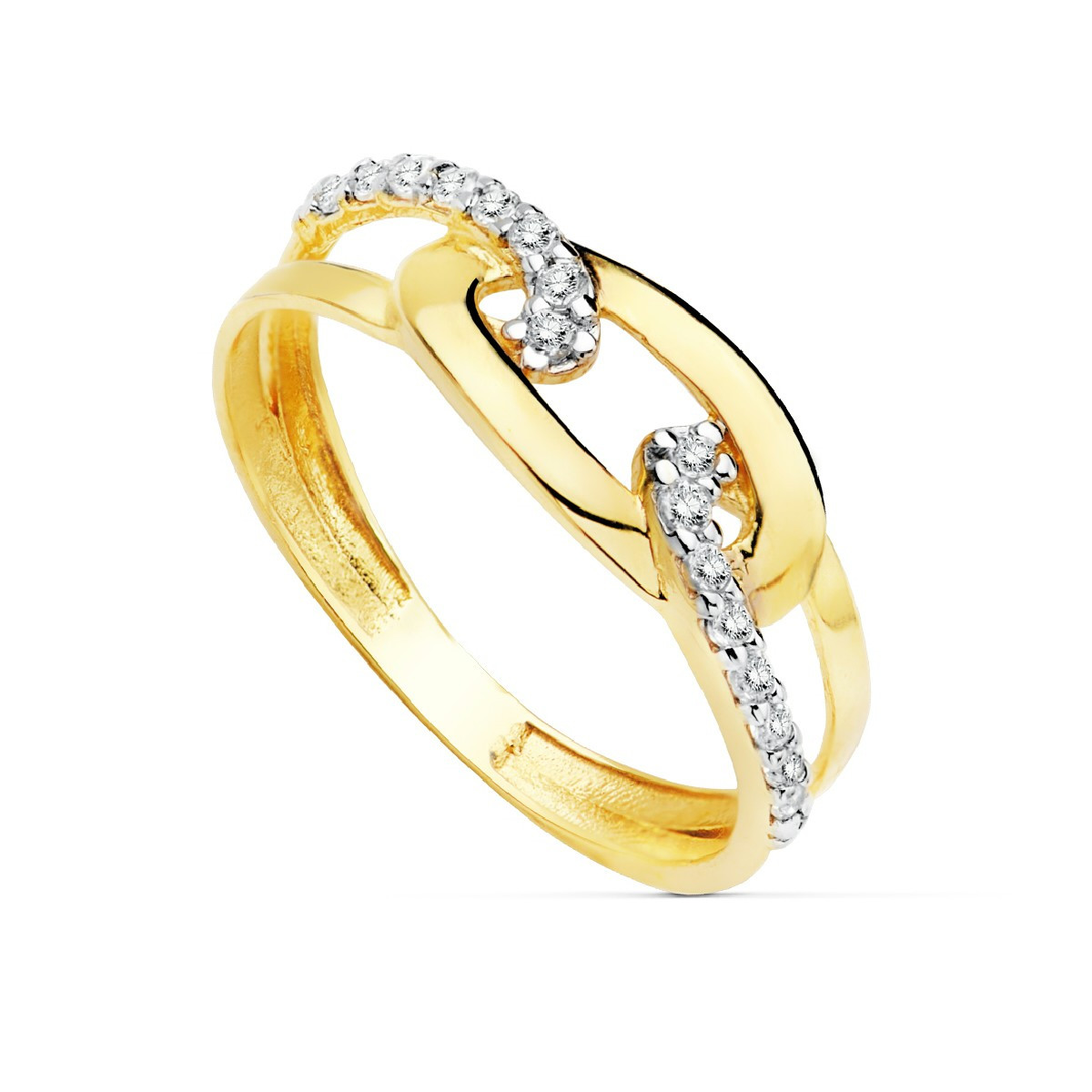 Anillo de Mujer Oro Bicolor 18 ktes Circonitas Talla 15 - 000150773