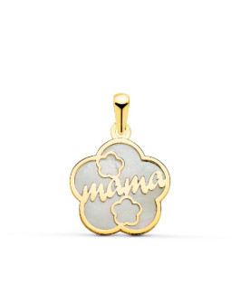 Colgante Mujer Oro 18 ktes Flor Mamá Nácar - 000150101