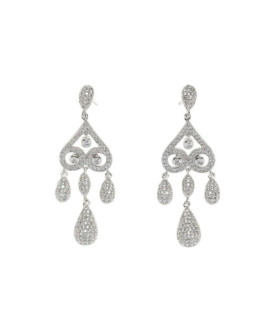 Salvatore Plata Pendientes Fiesta Mujer Plata Arabesco Circonitas Novias - 000230177