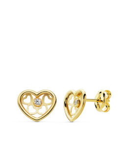 Pendientes Mujer Oro 18 ktes Corazón 9 mm - 000150719