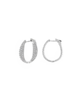 Salvatore Plata Pendientes Mujer Plata Aros Ovaladdos Circonitas - 000230047