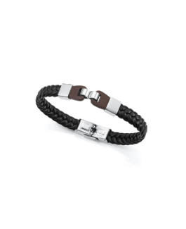 Viceroy Fashion 75348P01010 Pulsera Hombre Acero Cuero Negro L - 000730245