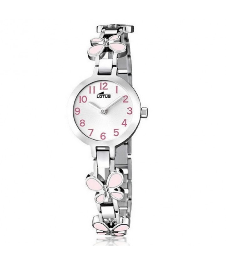 Lotus 15829/2 Reloj Niña Comunión Cuazro Acero Mariposas Rosas Tamaño